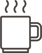Gray outline of coffee mug with hovering steam.